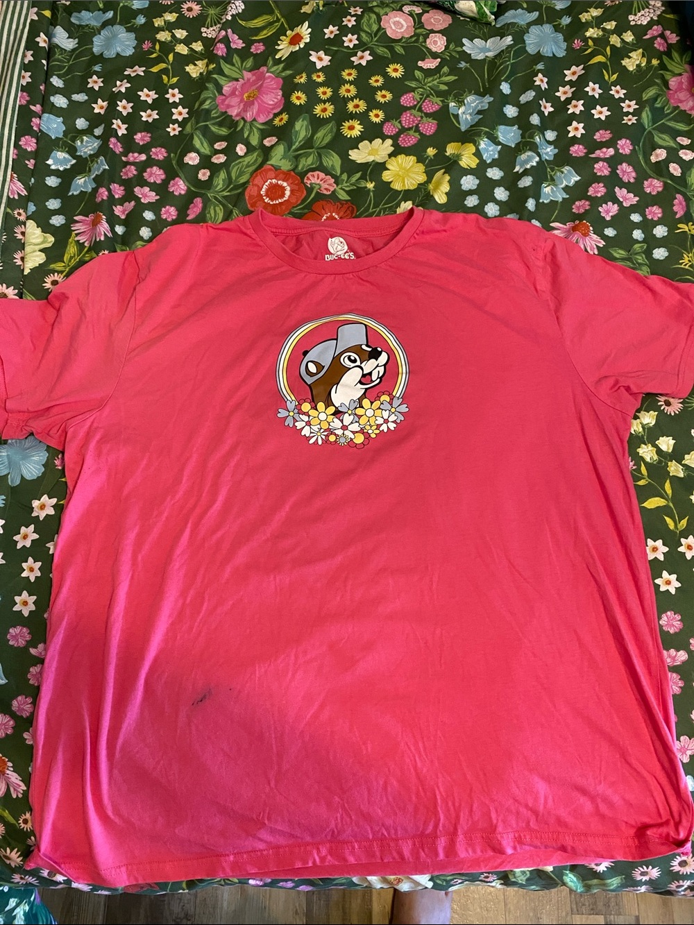 Pink Short Sleeve Tee with Cartoon Logo